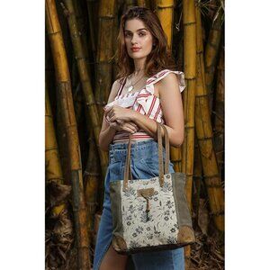 Myra Bag Unique Key Upcycled Canvas Tote